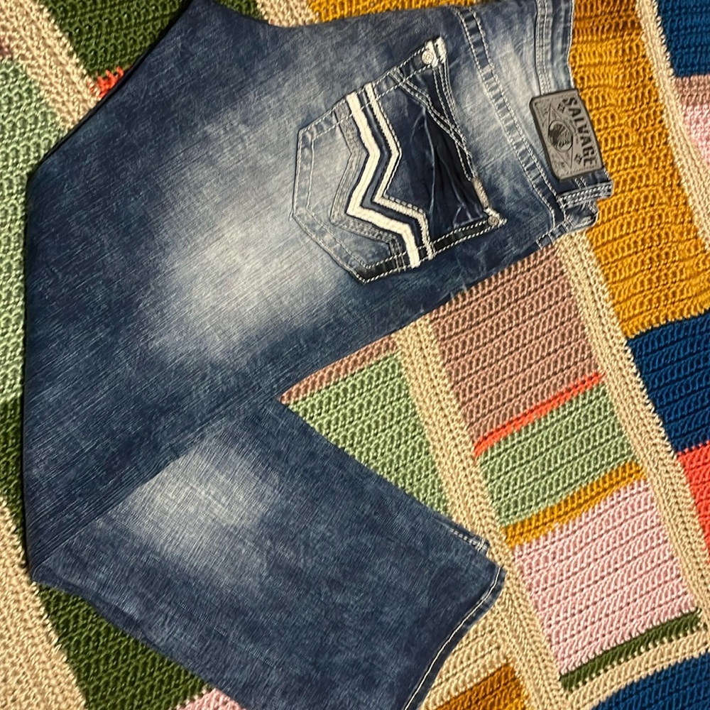 Salvage buckle jeans men